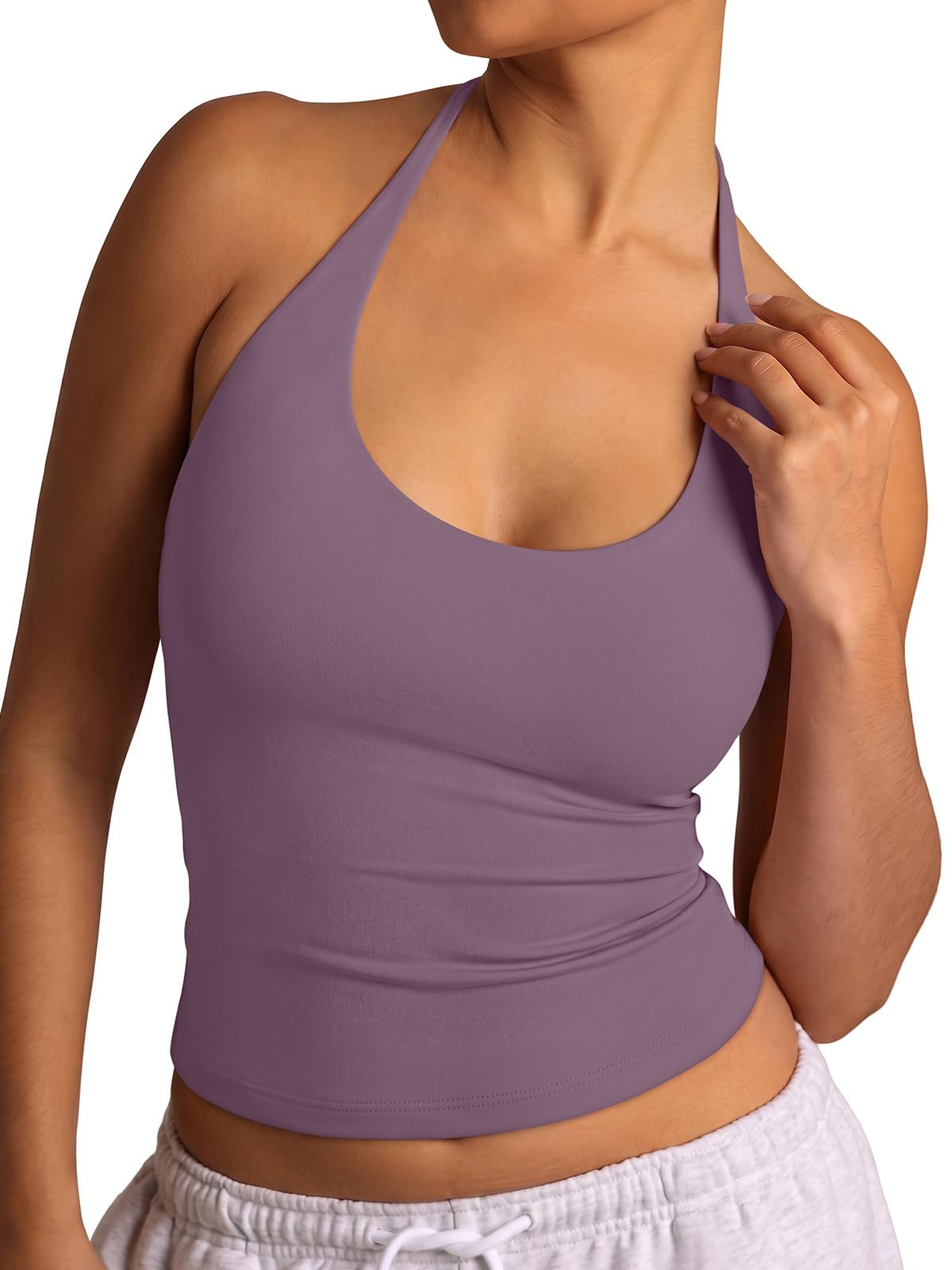 Halter Backless Tie Scoop Neck Double Lined Basic Top