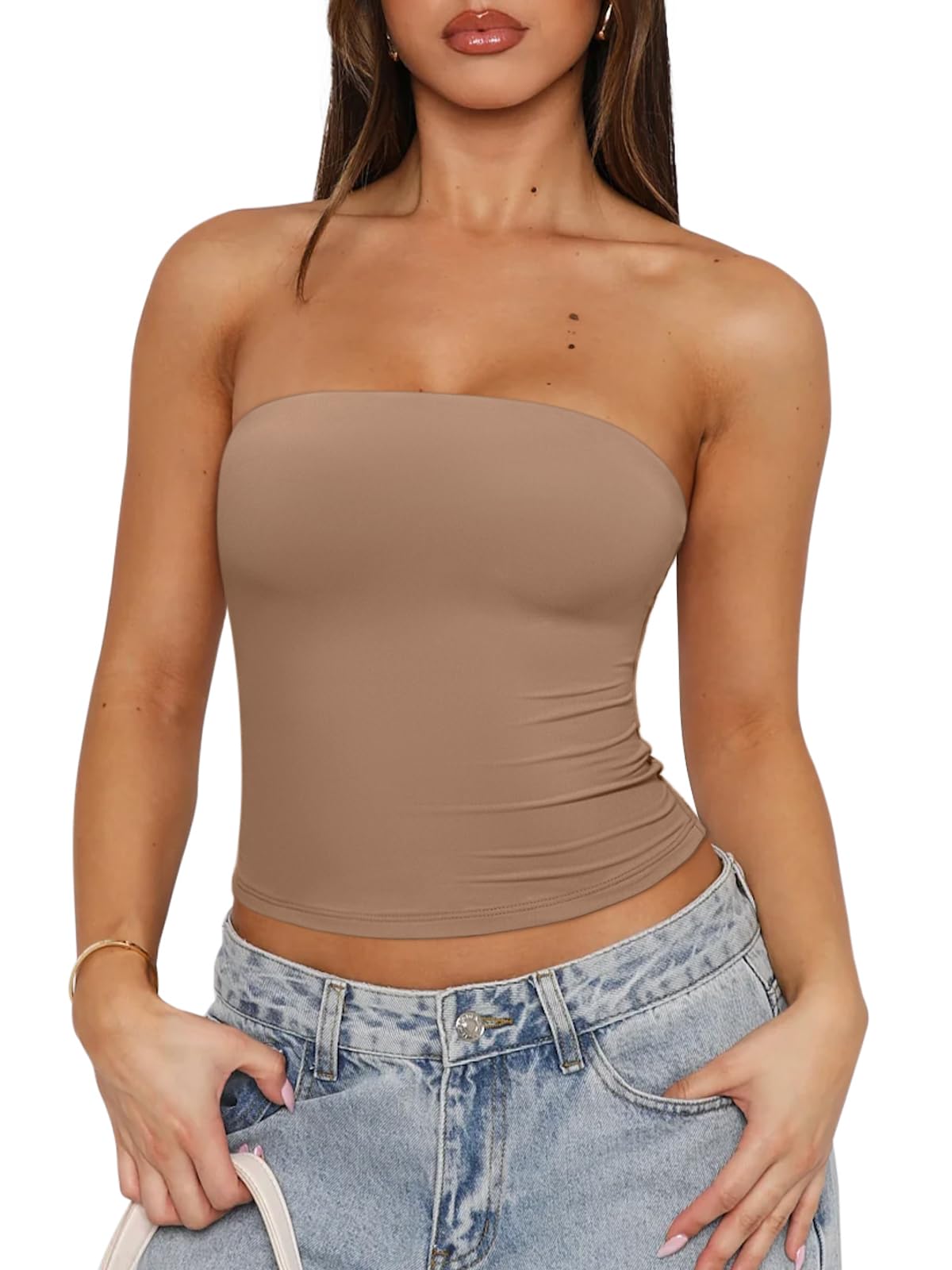 Strapless Double Lined Non-Slip Backless Tube Top