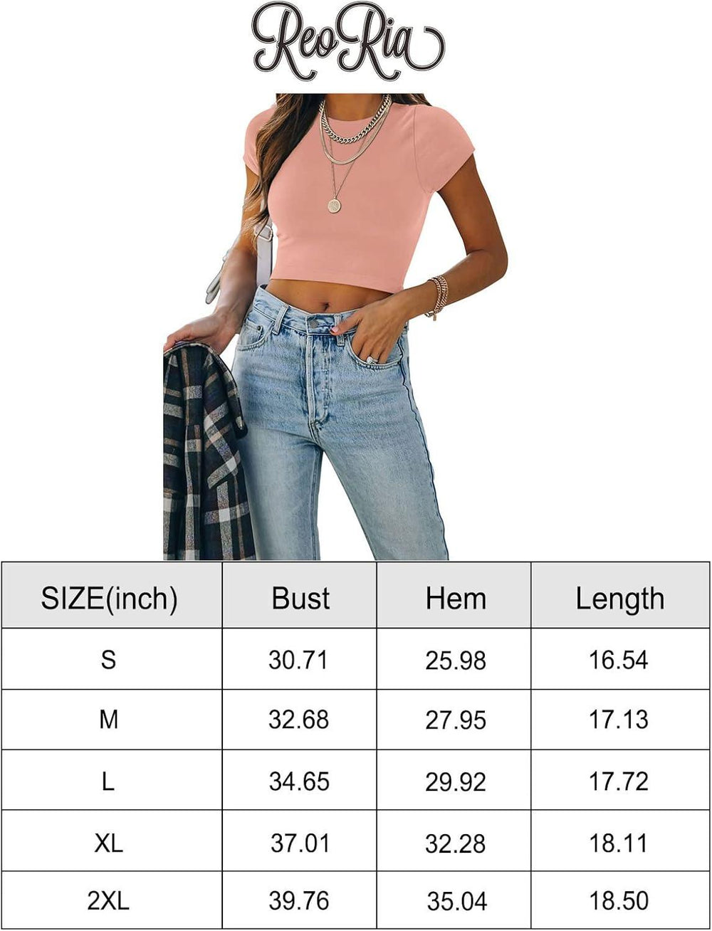 Short Sleeve High Neck Double Lined Tight T Shirts Crop Tops Tees - REORIA