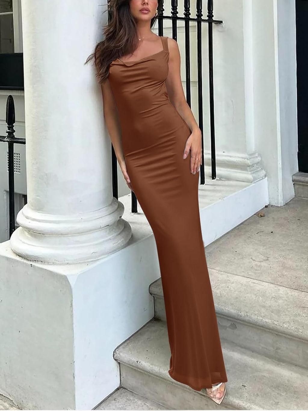 Cowl Neck Sleeveless Tank Dress