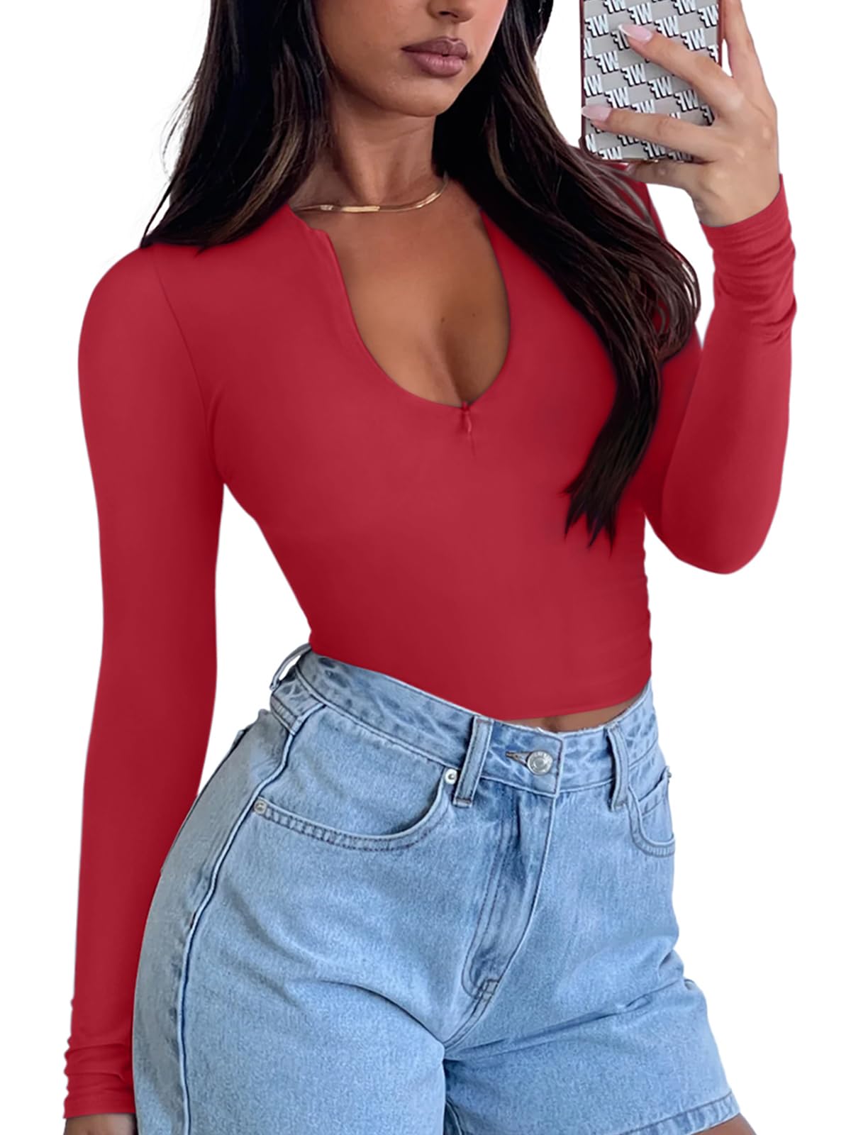 Quarter Zip V Neck Long Sleeve Cropped Top