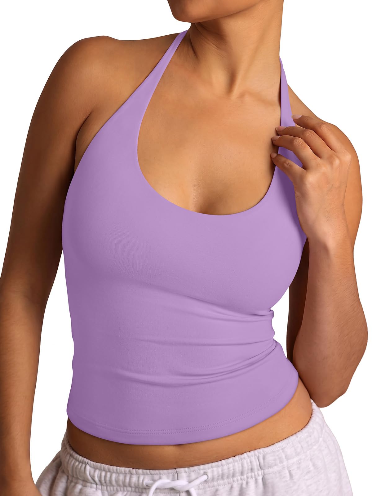Halter Backless Tie Scoop Neck Double Lined Basic Top