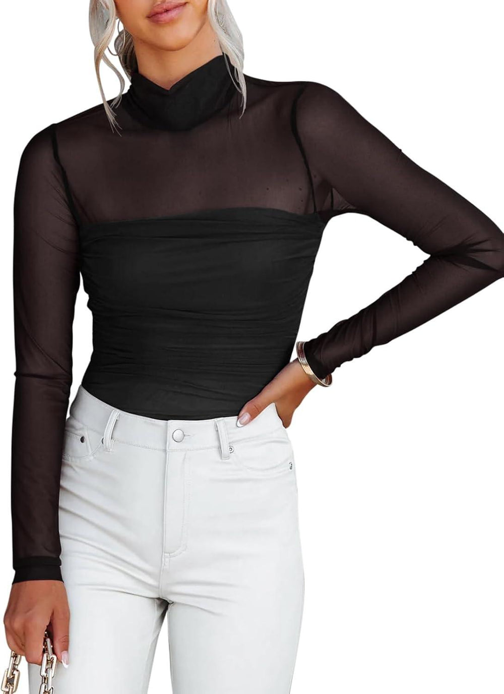 Veil of Night Turtleneck Top - REORIA