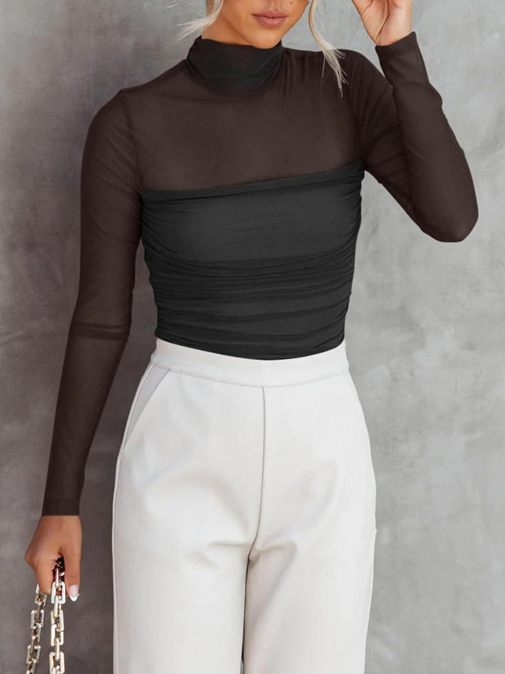 Veil of Night Turtleneck Top - REORIA
