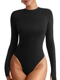 Refined Contour Ruched Bodysuit with Thumbholes - REORIA
