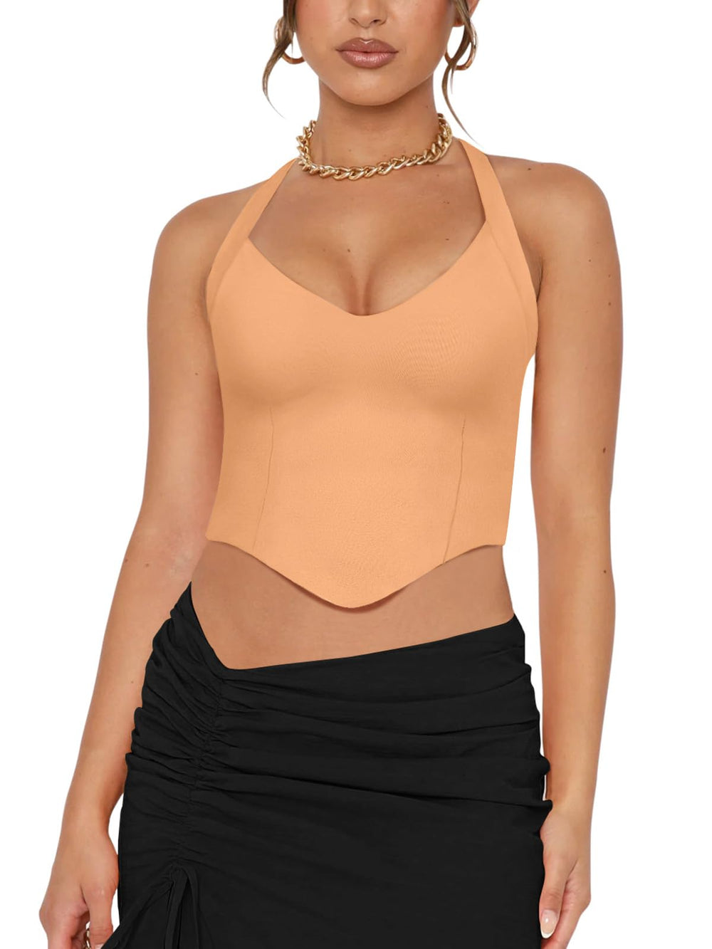 Radiant Poise Halter Corset Top - REORIA