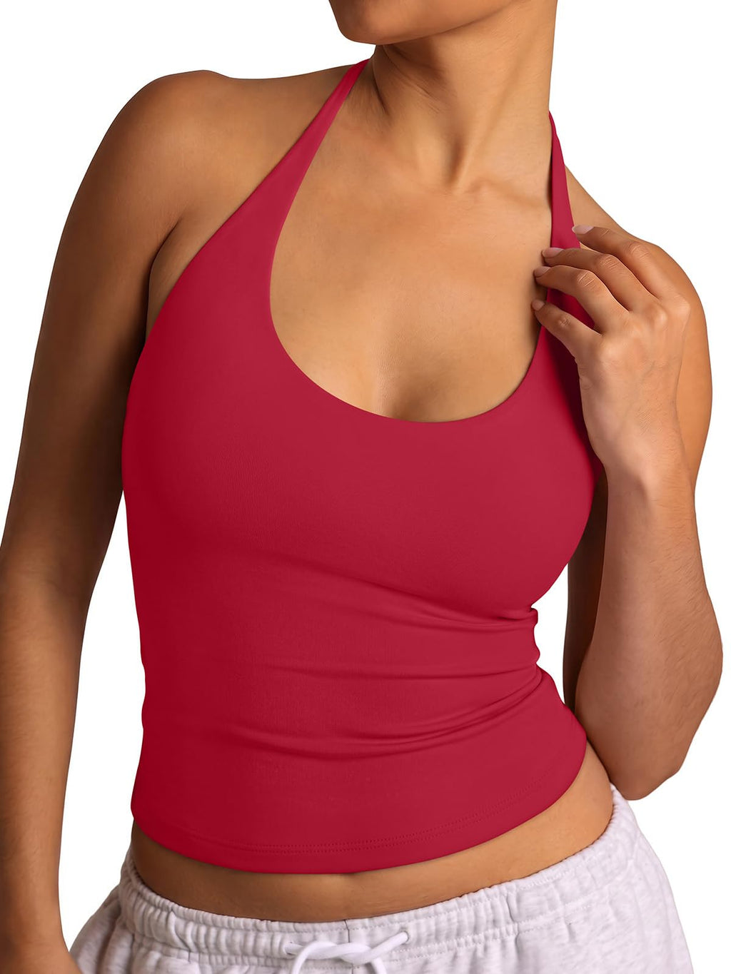 Halter Backless Tie Scoop Neck Double Lined Basic Top