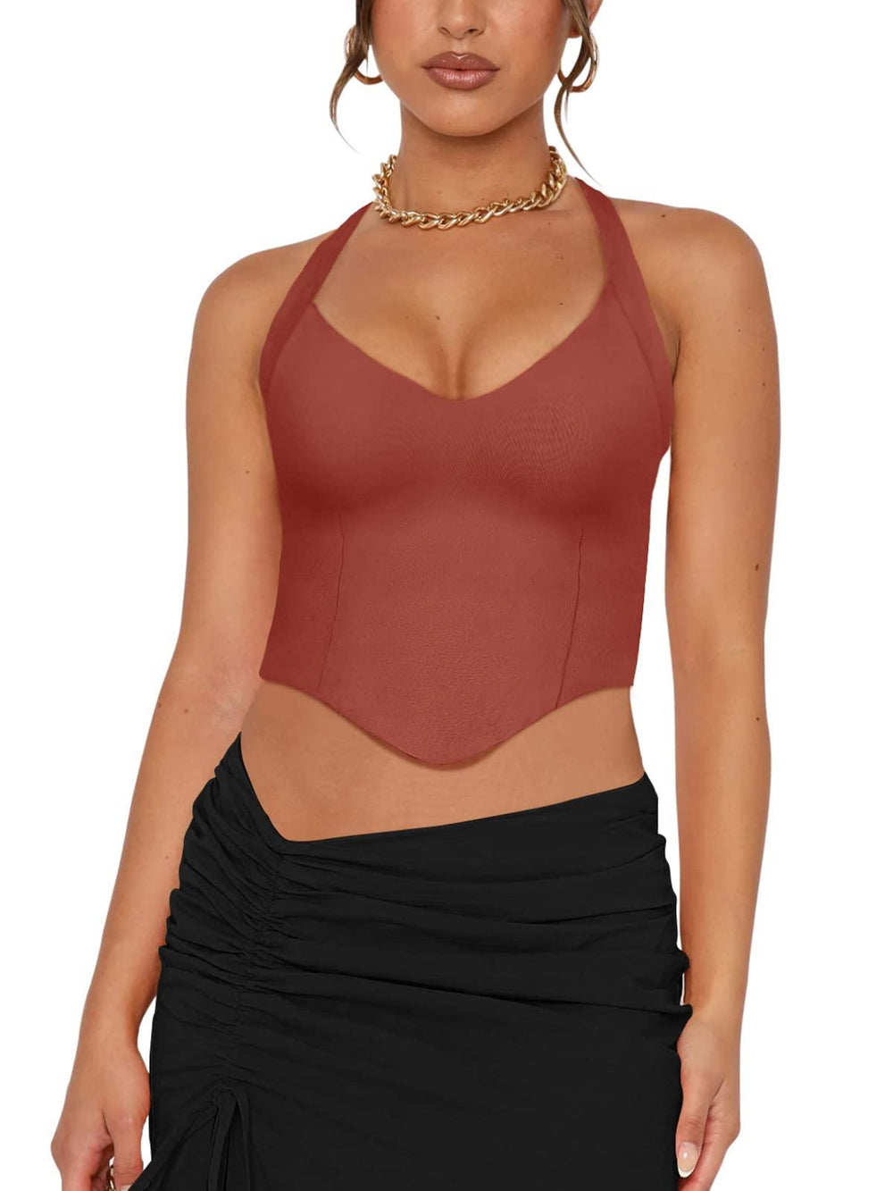 Radiant Poise Halter Corset Top - REORIA