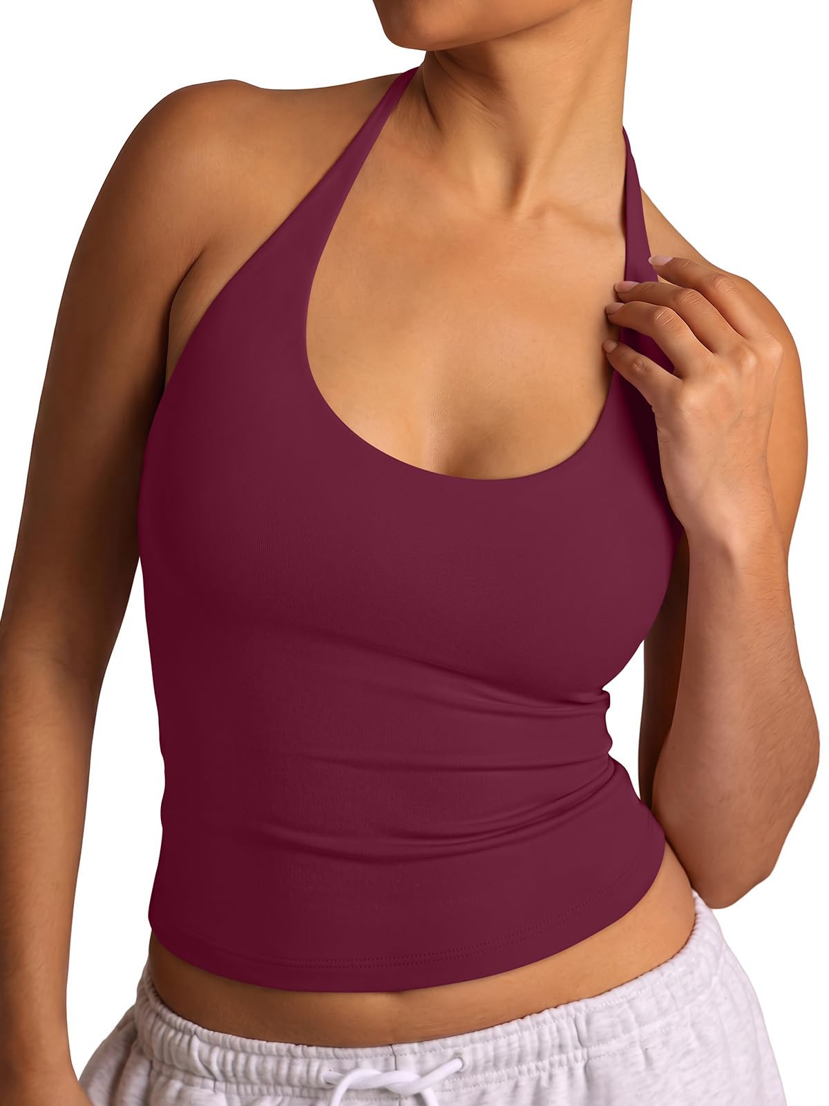 Halter Backless Tie Scoop Neck Double Lined Basic Top