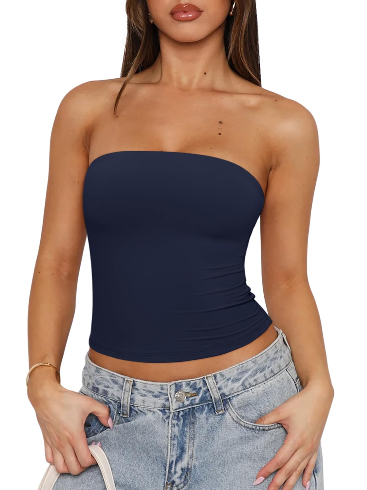 Strapless Double Lined Non-Slip Backless Tube Top
