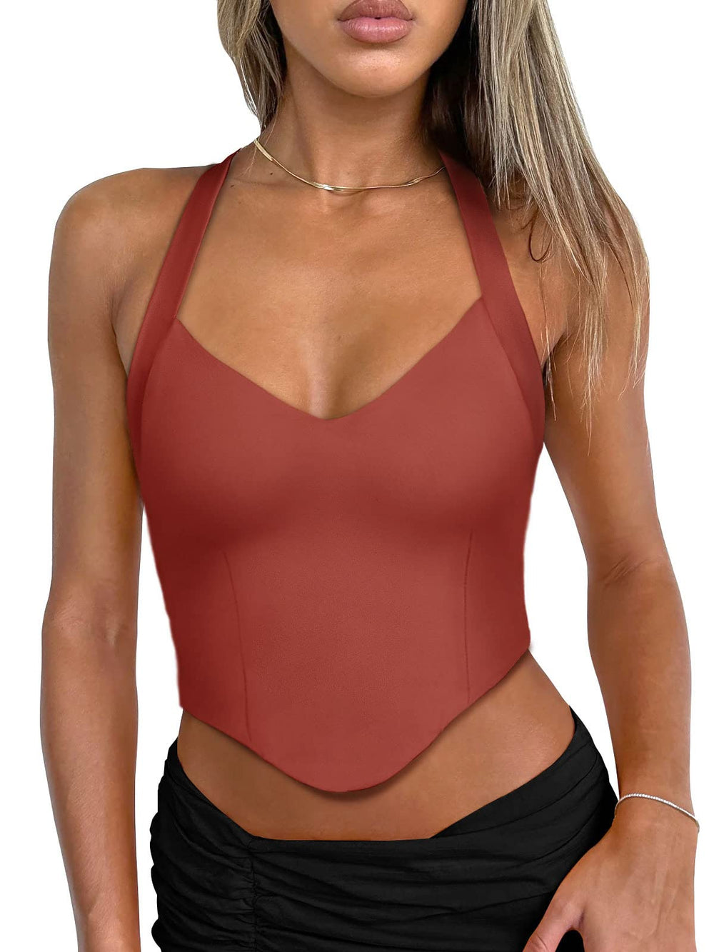 Radiant Poise Halter Corset Top - REORIA