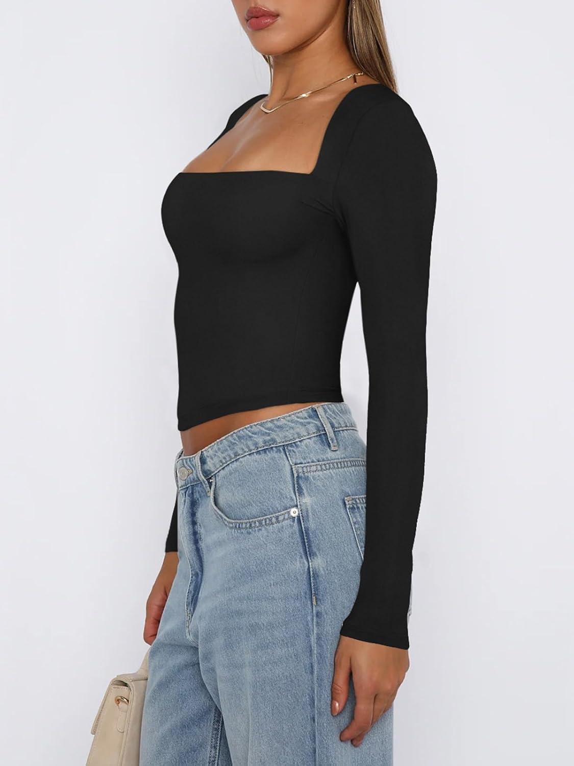 Midnight Horizon Square Neck Crop Top - REORIA