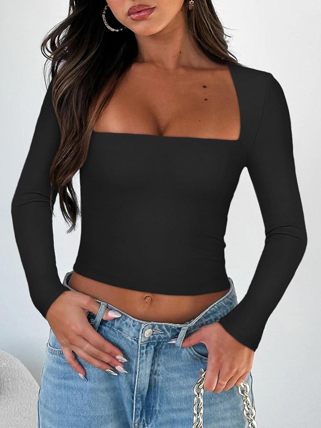 Midnight Horizon Square Neck Crop Top - REORIA