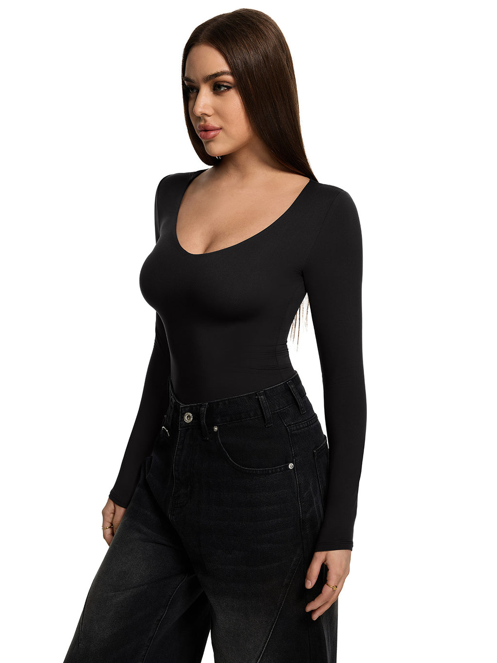 V Neck Long Sleeve Slim Fitted Fall Going Out Tops