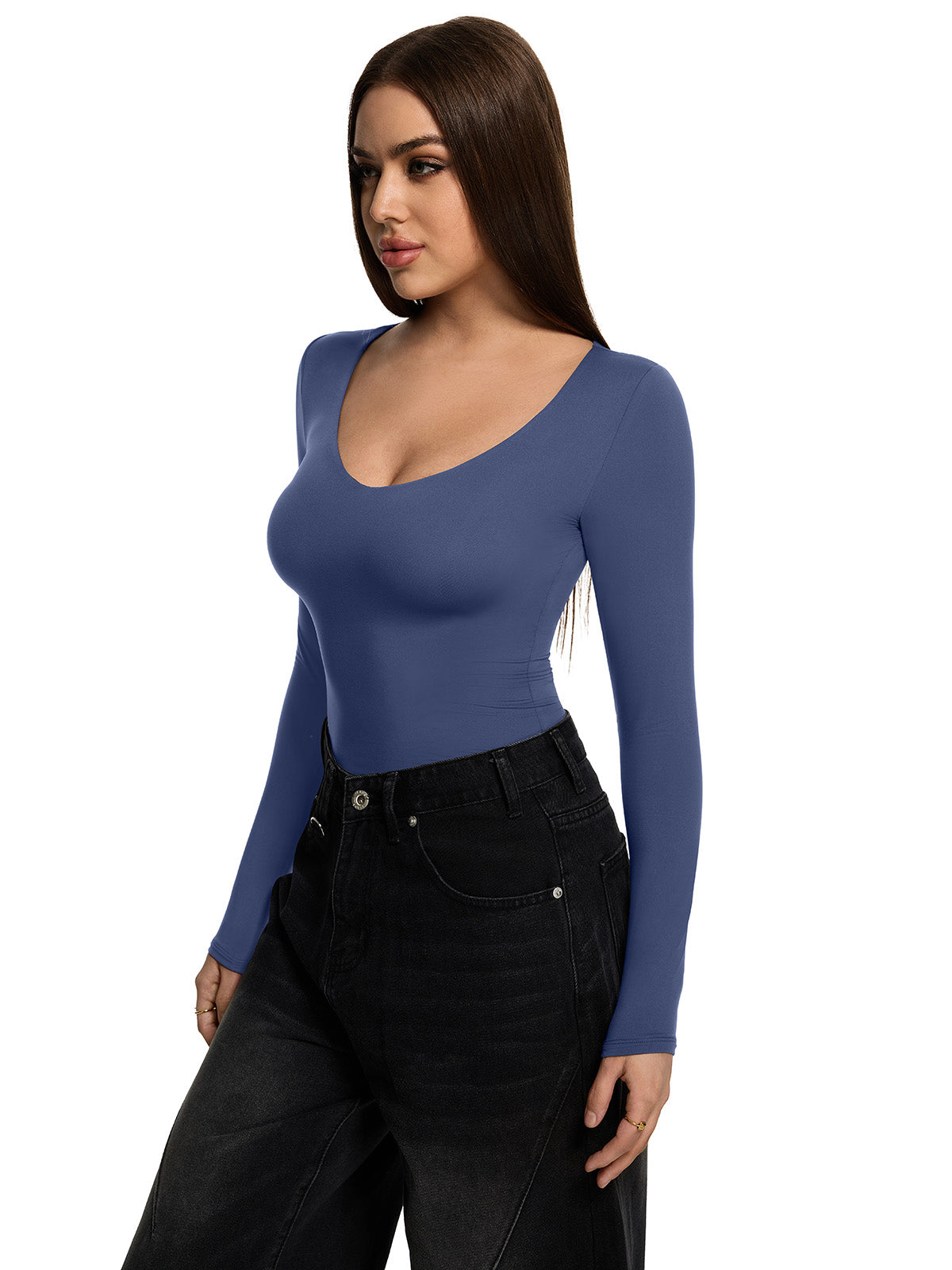 V Neck Long Sleeve Slim Fitted Fall Going Out Tops