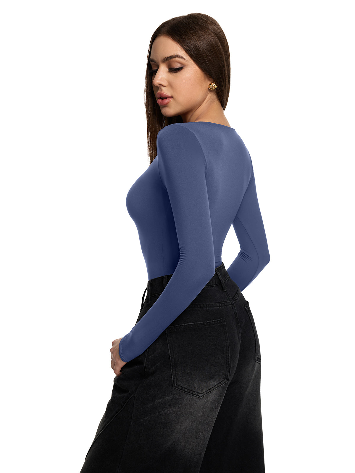 V Neck Long Sleeve Slim Fitted Fall Going Out Tops