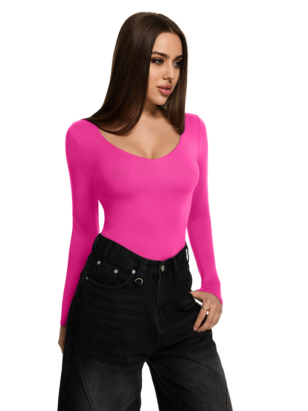V Neck Long Sleeve Slim Fitted Fall Going Out Tops