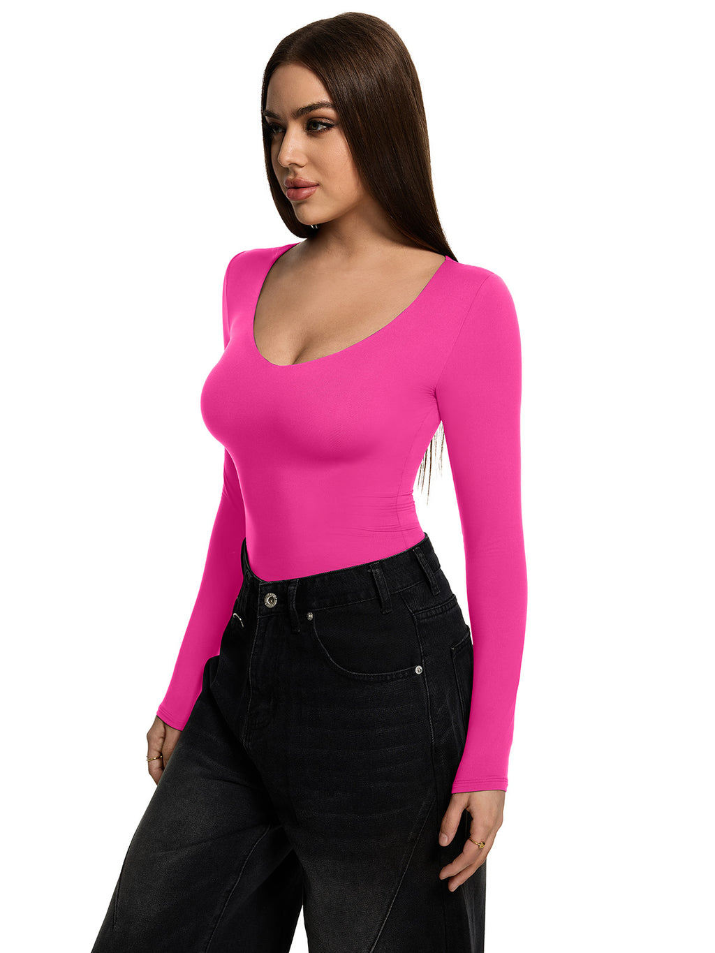 V Neck Long Sleeve Slim Fitted Fall Going Out Tops