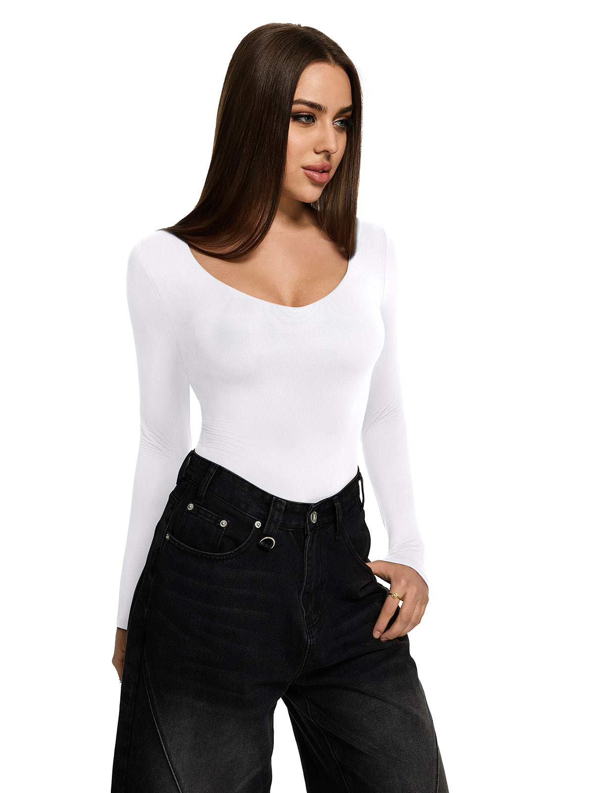 V Neck Long Sleeve Slim Fitted Fall Going Out Tops