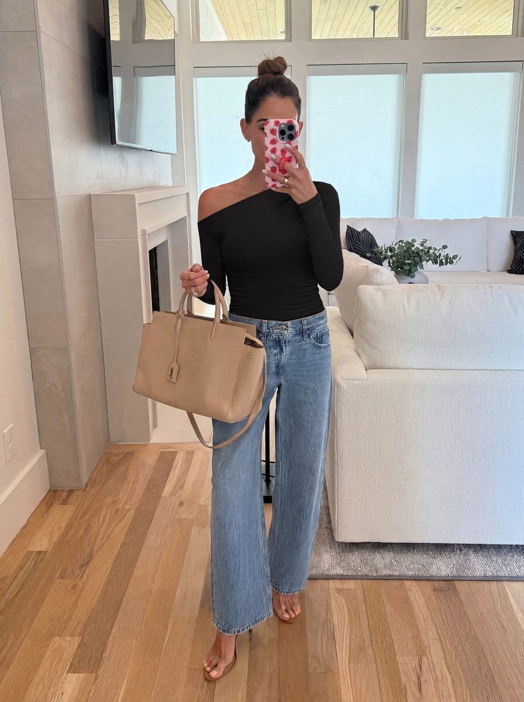 Off the Shoulder Long Sleeve Side Ruched Bodysuit