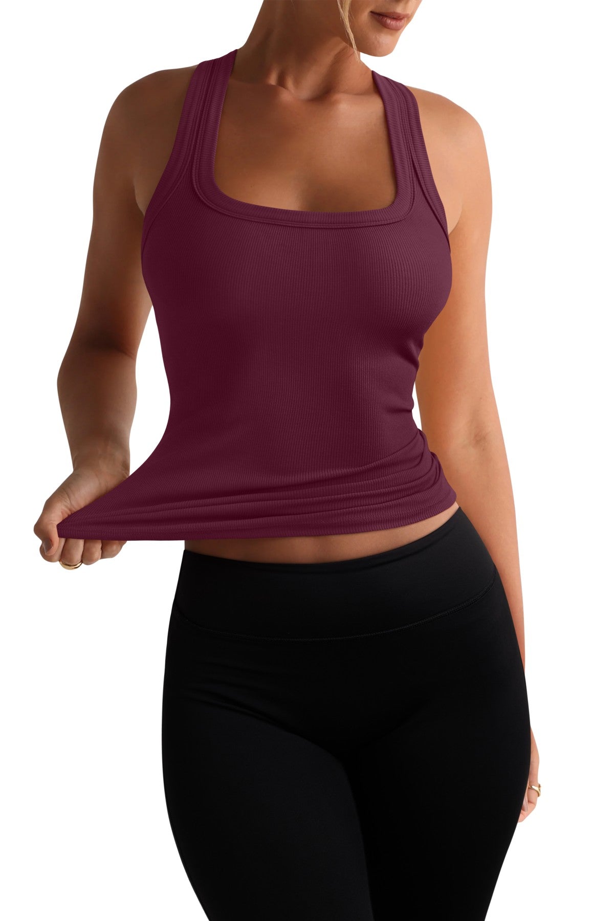 Summer Sleeveless Racerback Casual Ribbed Tops