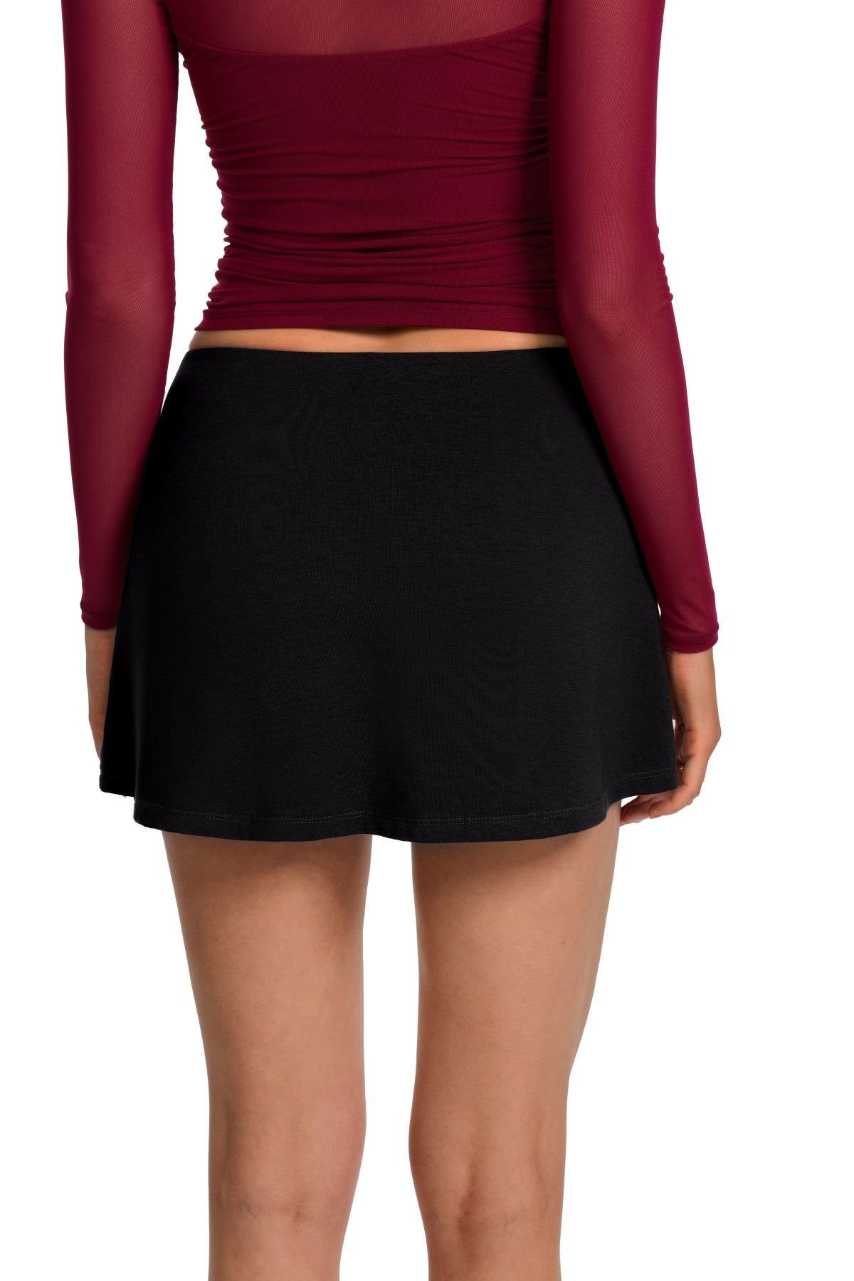 Low Rise Micro Mini A-Line Skort with Built-In Shorts