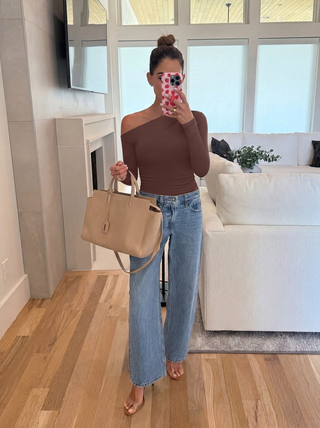 Off the Shoulder Long Sleeve Side Ruched Bodysuit