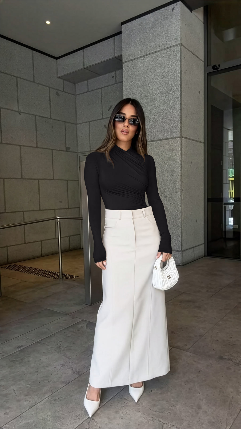 Mock Neck Ruched Sexy Wrap Bodysuit