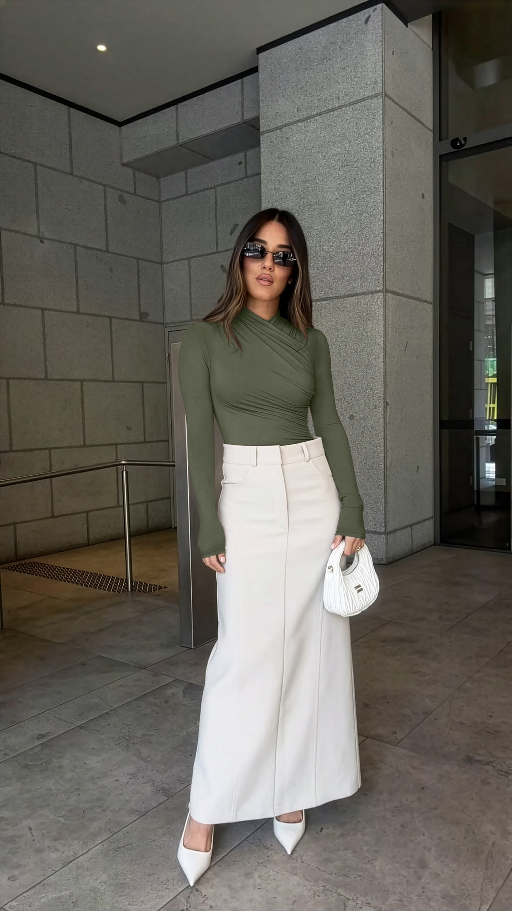 Mock Neck Ruched Sexy Wrap Bodysuit