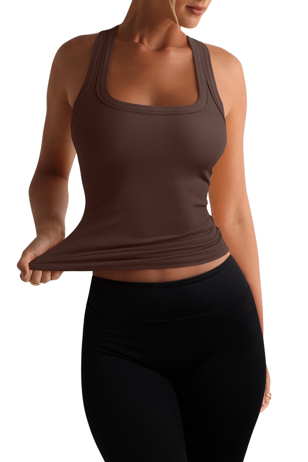 Summer Sleeveless Racerback Casual Ribbed Tops