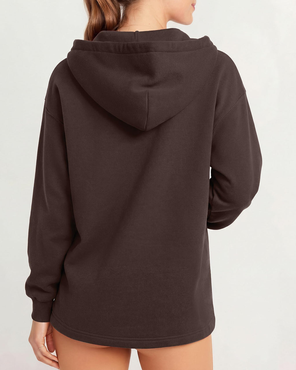 Oversized V Neck Hooded Pullover Sweatshirt