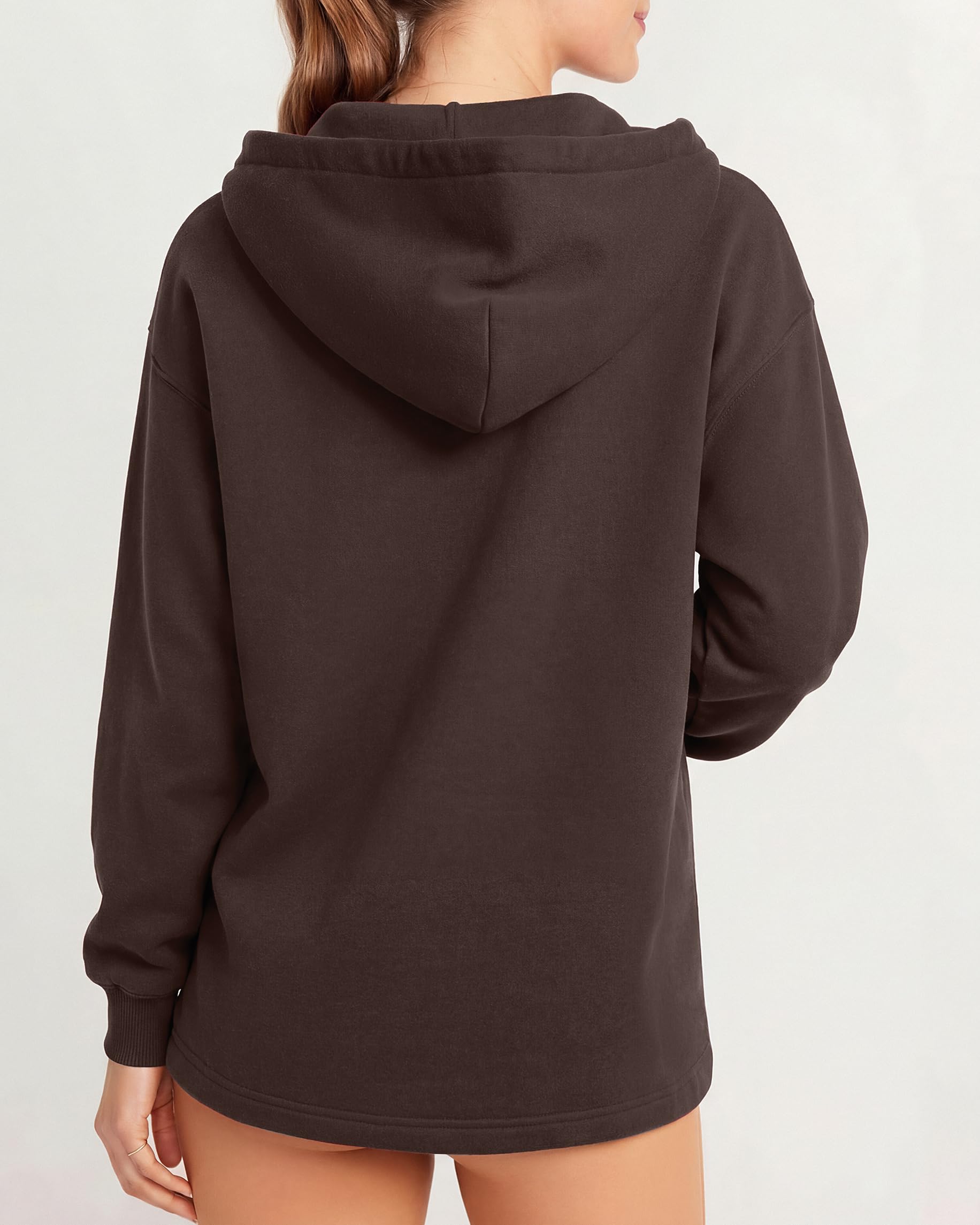 Oversized V Neck Hooded Pullover Sweatshirt