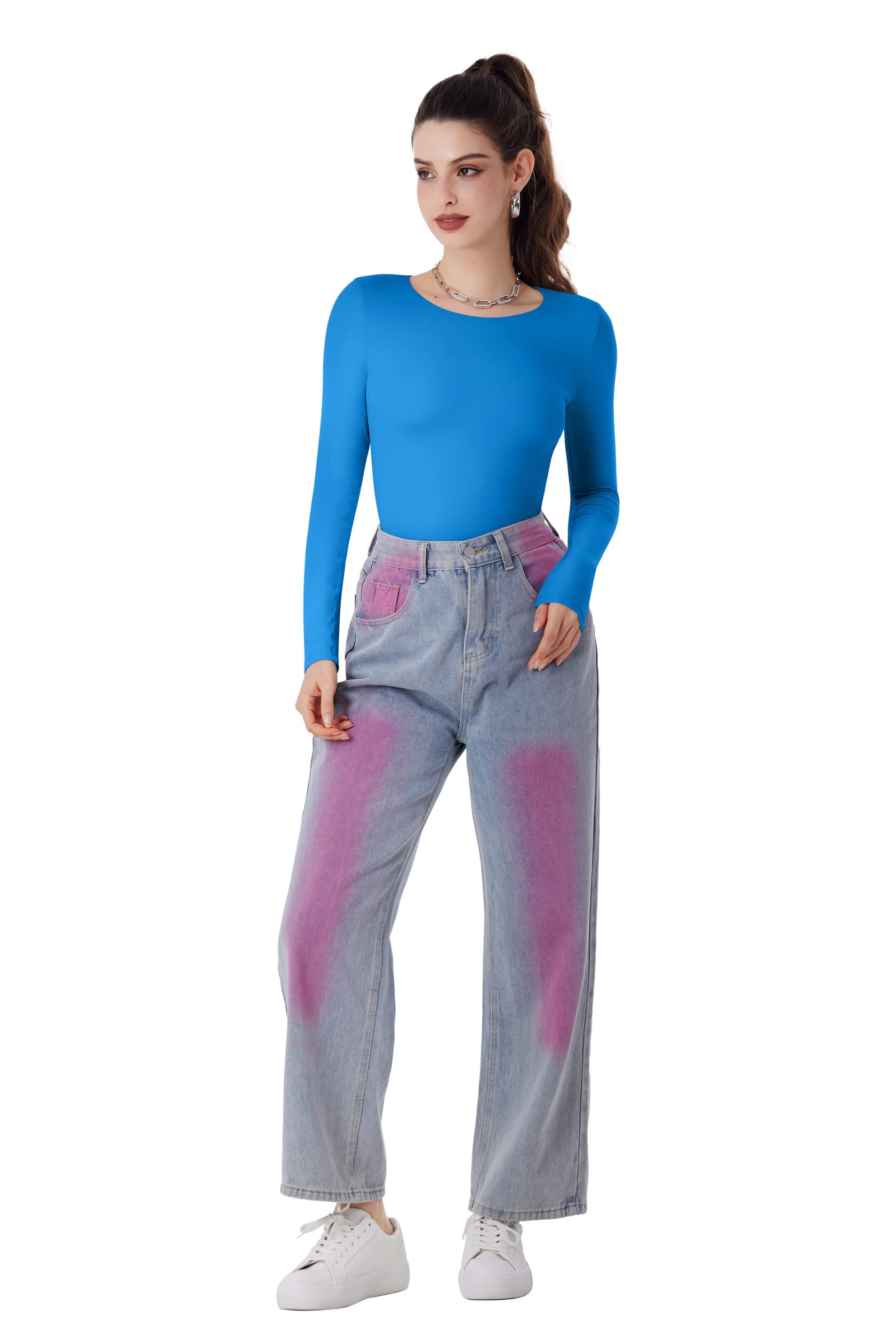 Long Sleeve Round Neck Slim Fitted Shirts