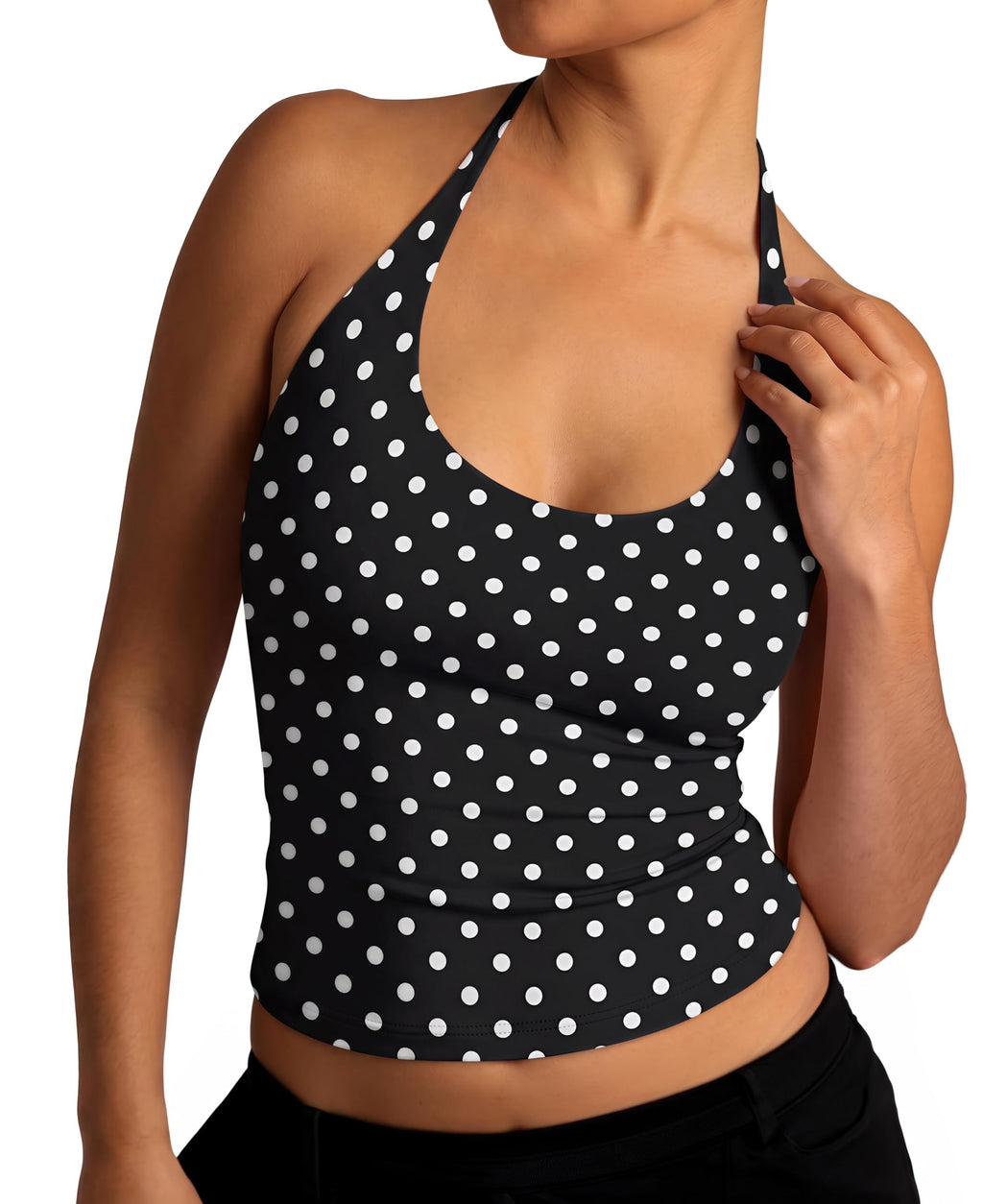 Halter Backless Tie Scoop Neck Double Lined Basic Top