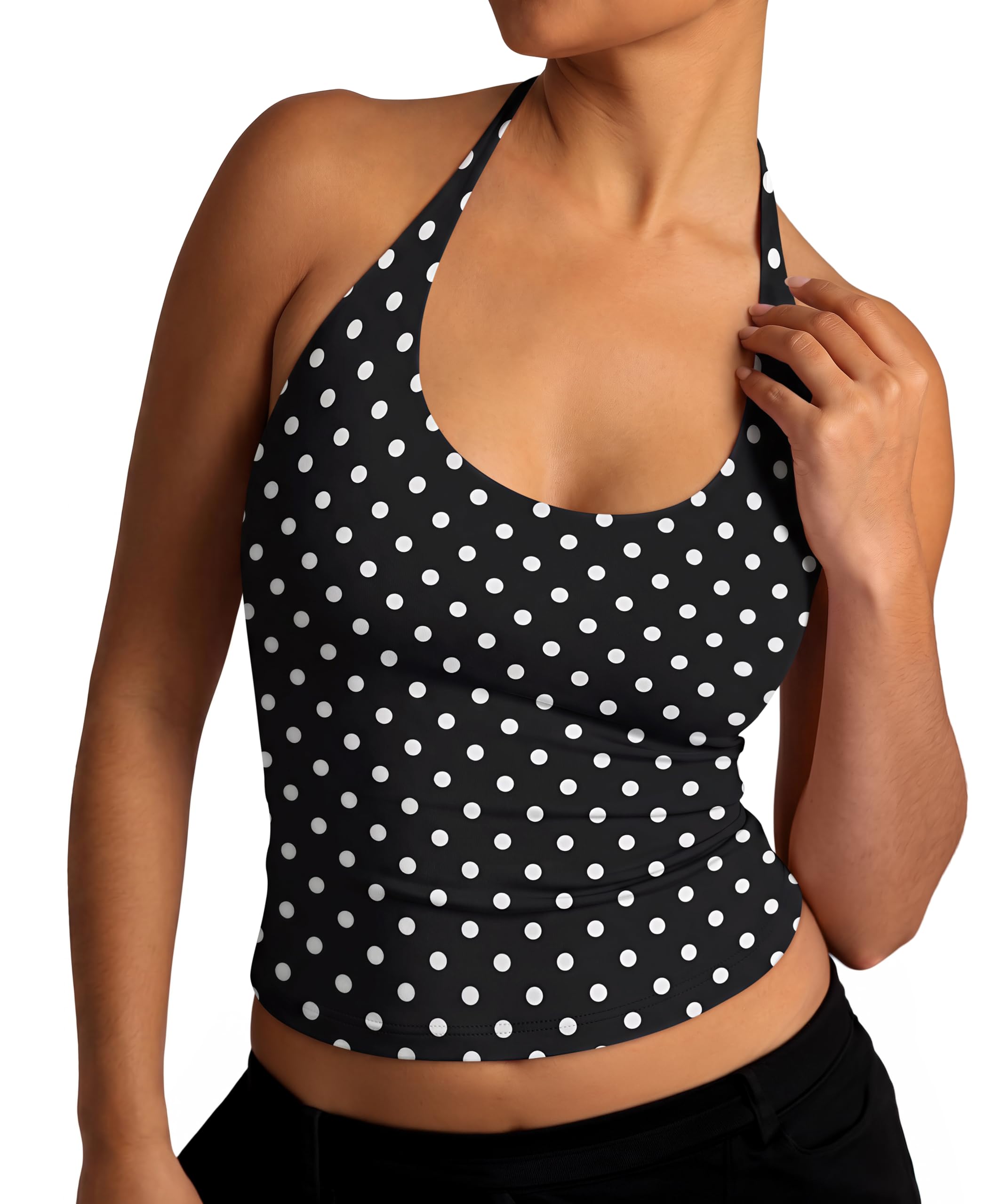 Halter Backless Tie Scoop Neck Double Lined Basic Top