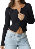 Versatile Charm Double Zip Cropped Cardigan - REORIA