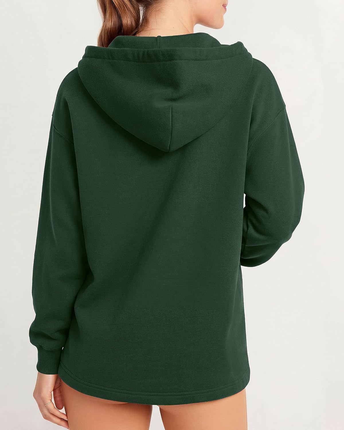 Oversized V Neck Hooded Pullover Sweatshirt