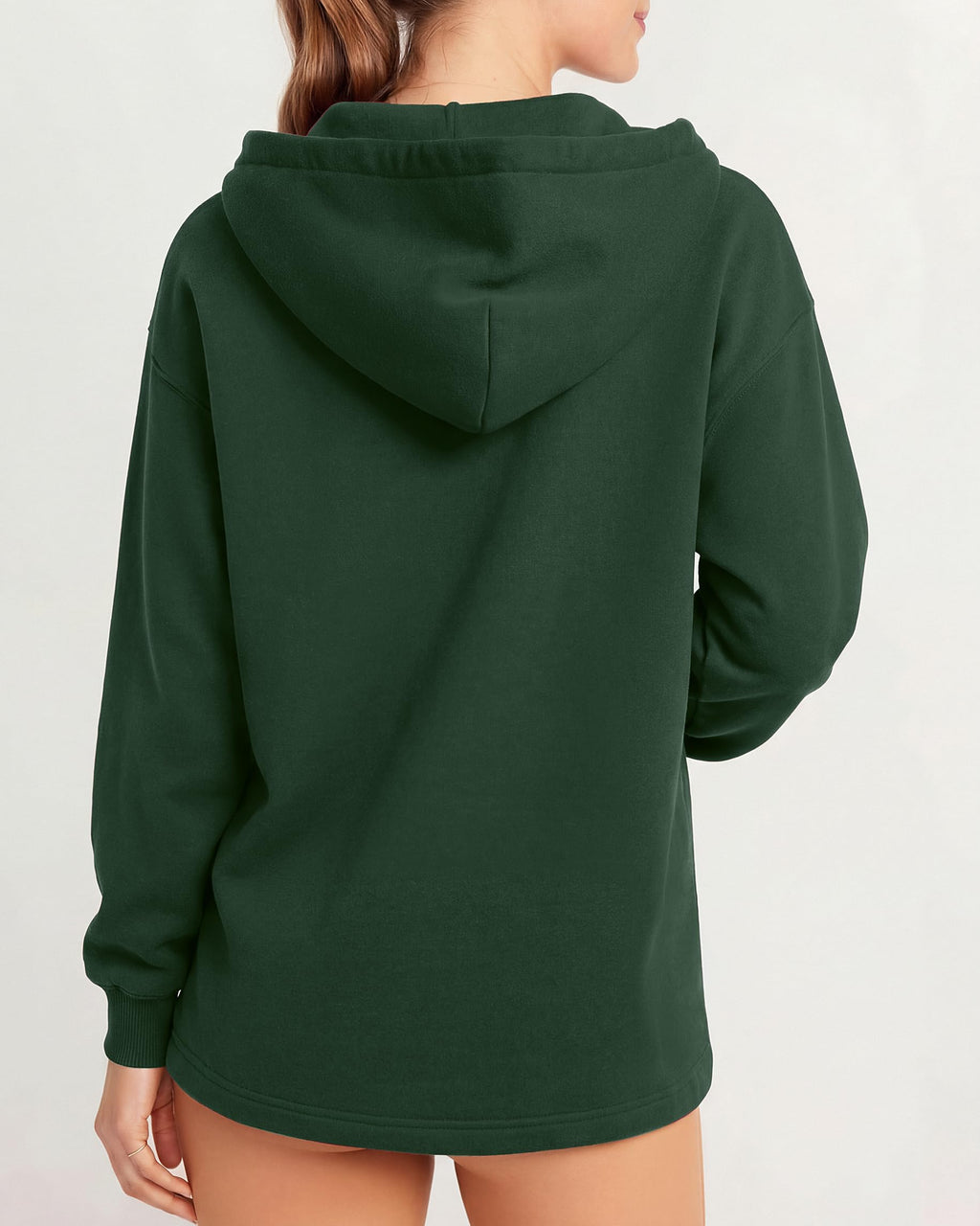 Oversized V Neck Hooded Pullover Sweatshirt