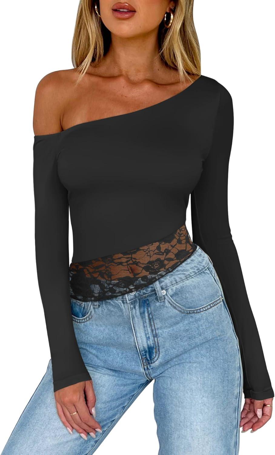 Seductive Lace Off-Shoulder Cropped Top - REORIA