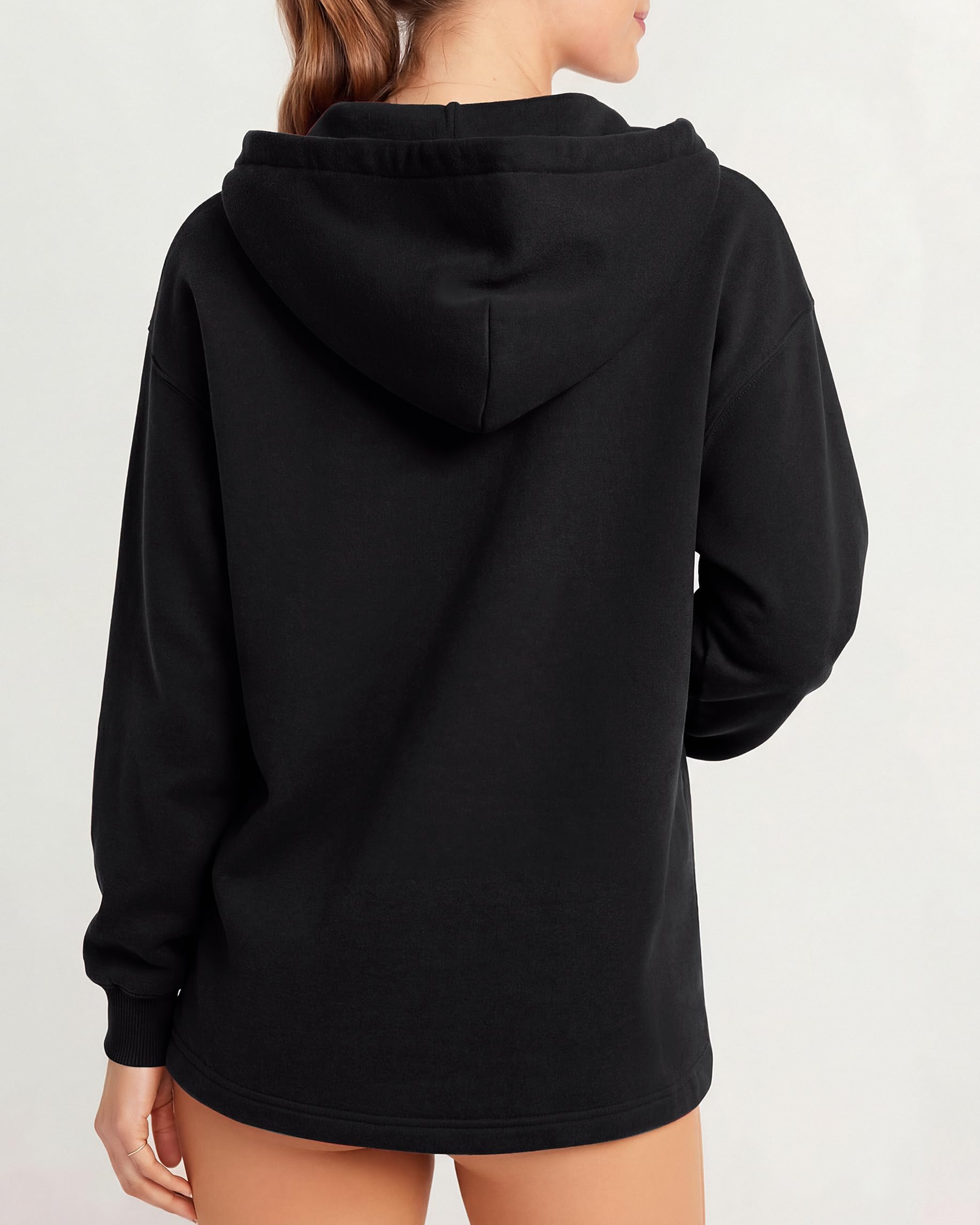 Oversized V Neck Hooded Pullover Sweatshirt
