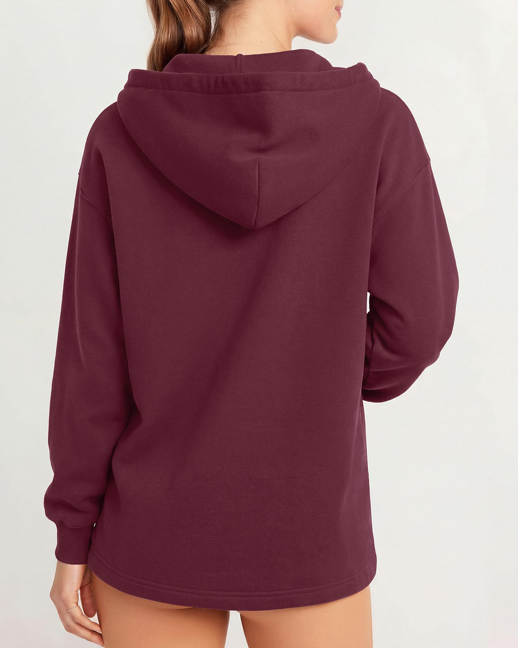 Oversized V Neck Hooded Pullover Sweatshirt