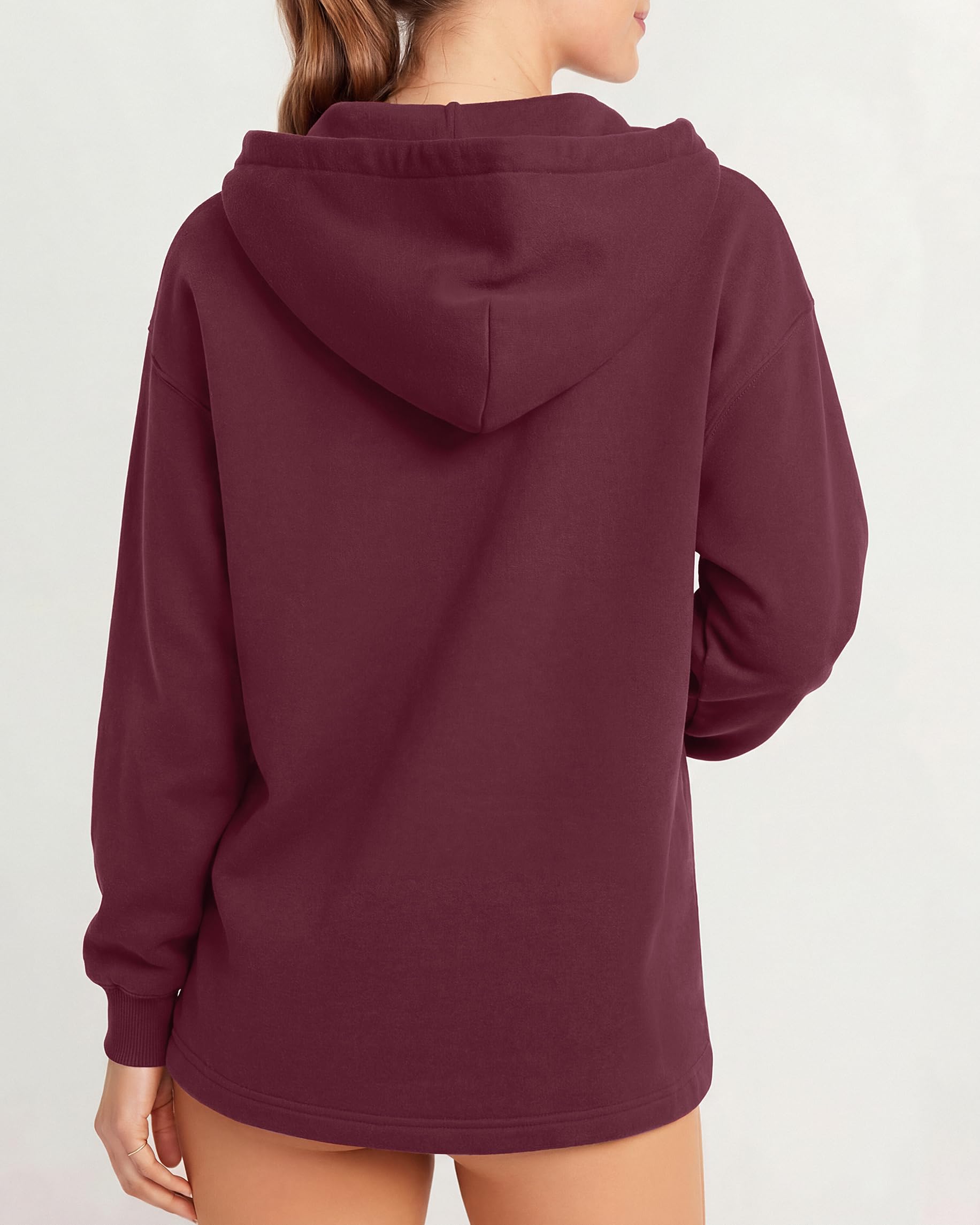Oversized V Neck Hooded Pullover Sweatshirt