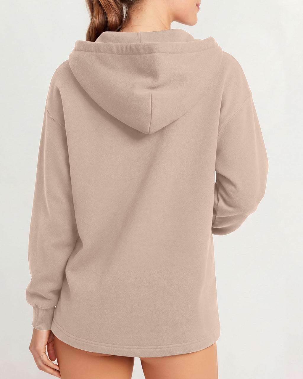 Oversized V Neck Hooded Pullover Sweatshirt