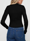 Trendy V Neck Open Front Lightweight Knit Cardigan Long Sleeve Cropped Sweaters Fall Outfits - REORIA