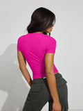 Crew Neck Short Sleeve Tops Double Lined Slim Fit T Shirts