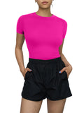 Crew Neck Short Sleeve Tops Double Lined Slim Fit T Shirts