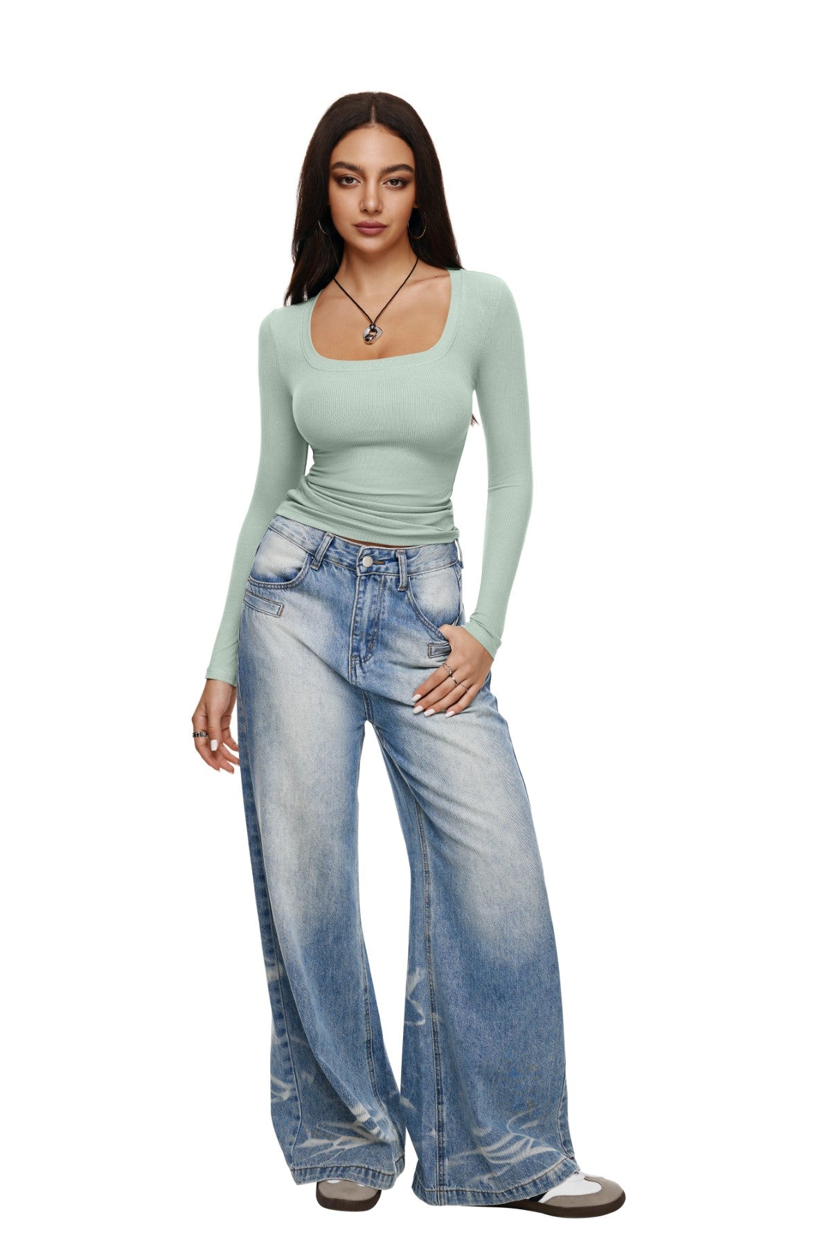 Scoop Neck Going Out Slim Basic Tshirts Tops