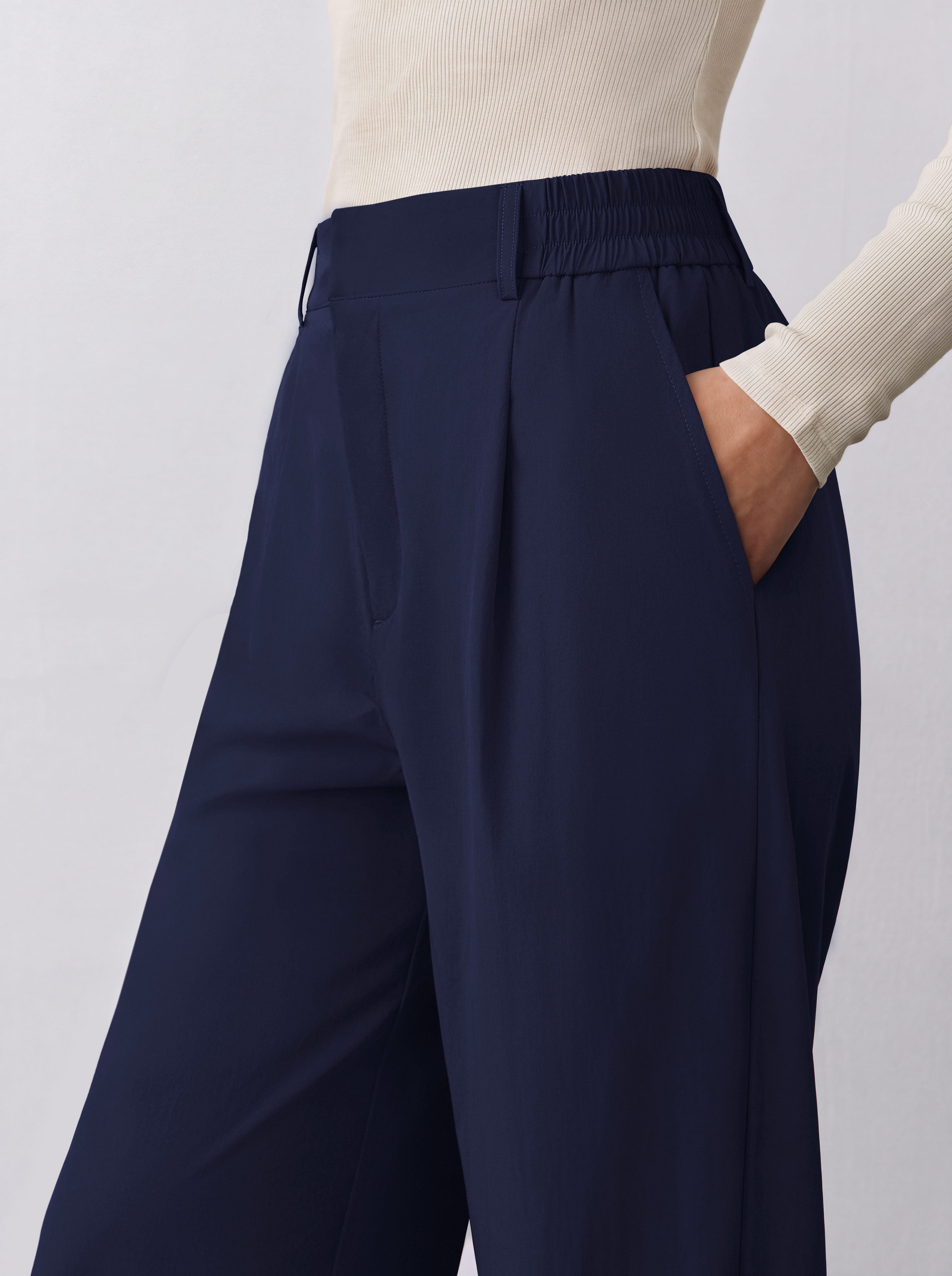 REORIA Women's High Waisted Wide Leg Work Pants with Pockets