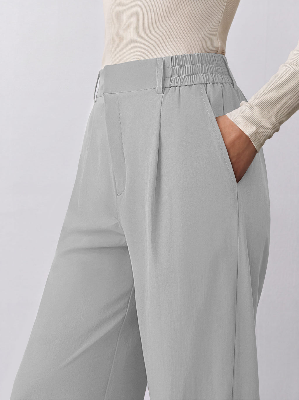 REORIA Women's High Waisted Wide Leg Work Pants with Pockets