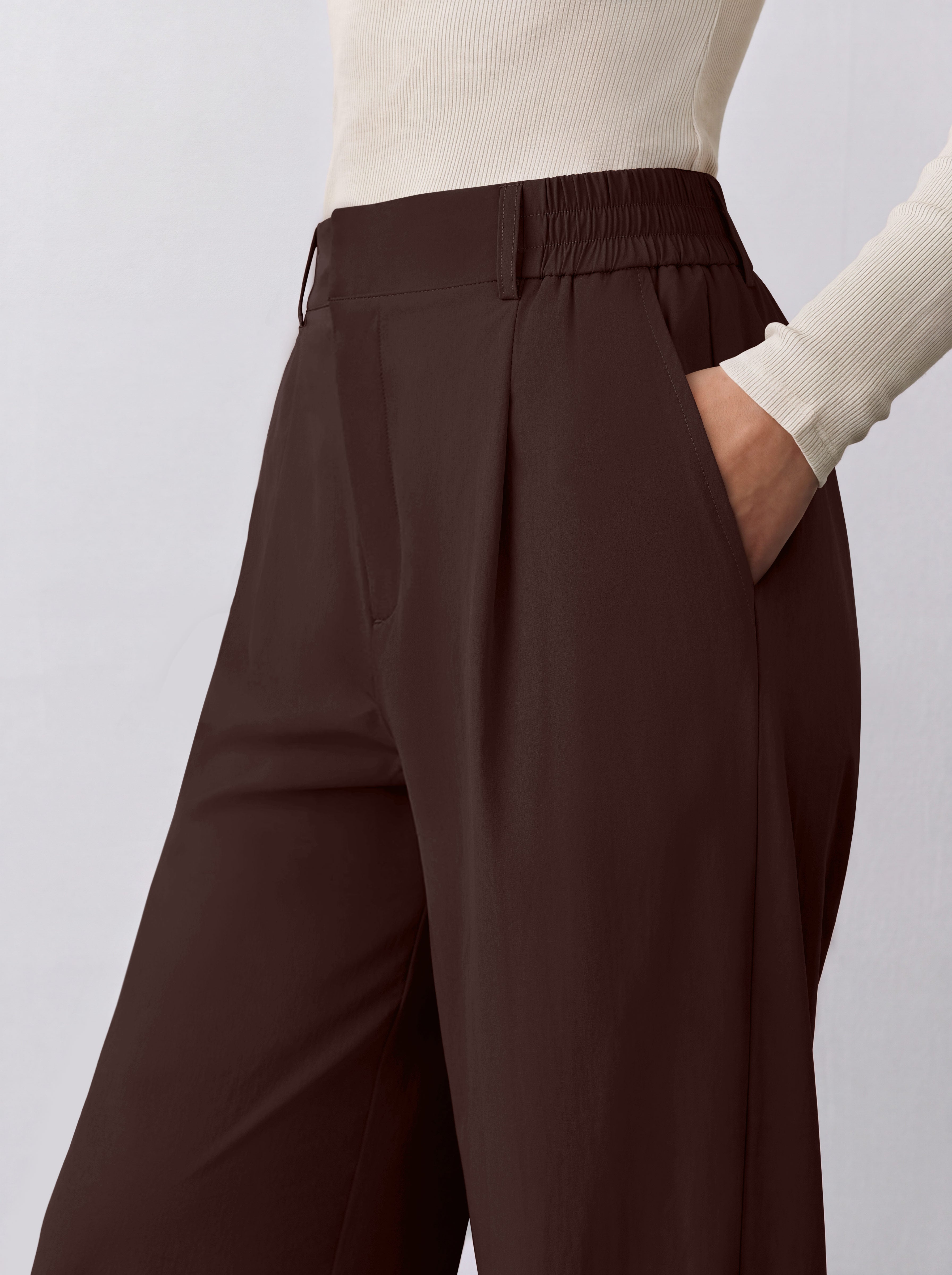 REORIA Women's High Waisted Wide Leg Work Pants with Pockets
